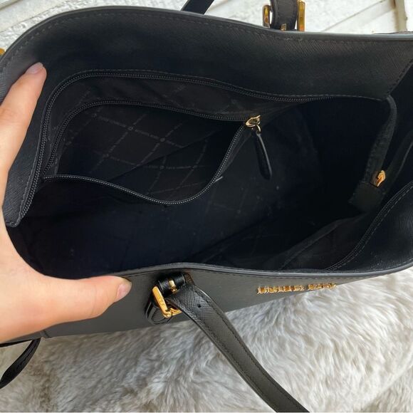 MICHAEL KORS Black XL Voyager Laptop Work Jet Set Tote Raven Selma Handbag - Picture 11 of 12